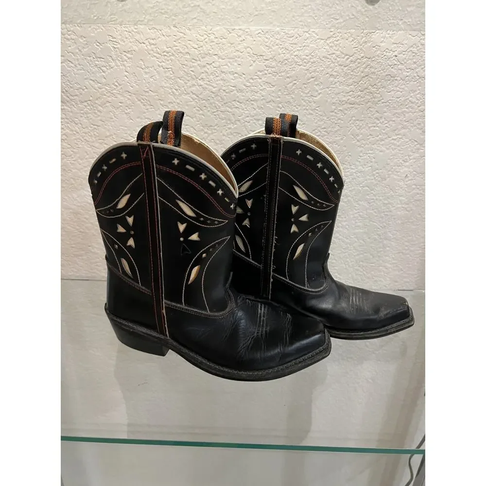 Vintage 50s Kids Youth Leather Western Cowboy Boots